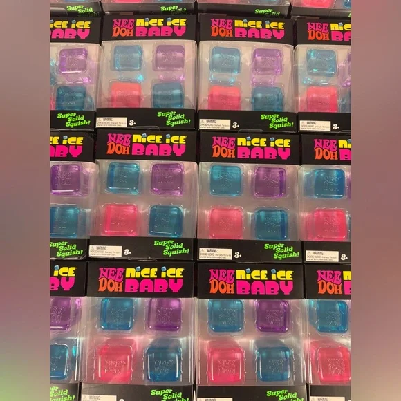 NeeDoh Nice Ice Baby 4 pack, Set of Four Nee Doh Mini Nice Cube Pink Blue Purple - Picture 2 of 5